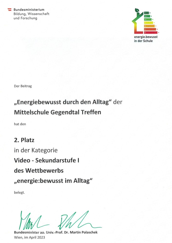 Energiebewusst urkunde